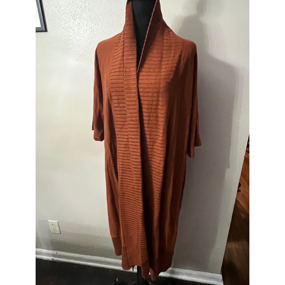 JONES NEW YORK Cardigan Shawl Collar Open Front Women 1X Rust Orange NWT Ribbed